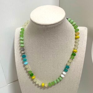 Anthropologie Inspired Glass Stone Bead Multicolor Adjustable Beaded Necklace